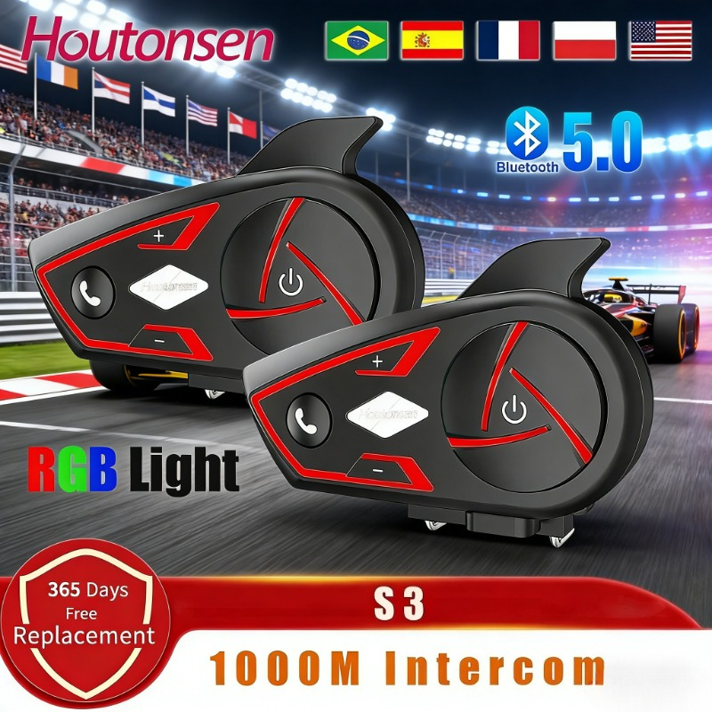 Intercom Headset Helmet - Houtonsen S3 Helmet Bluetooth Motorcycle Headset
