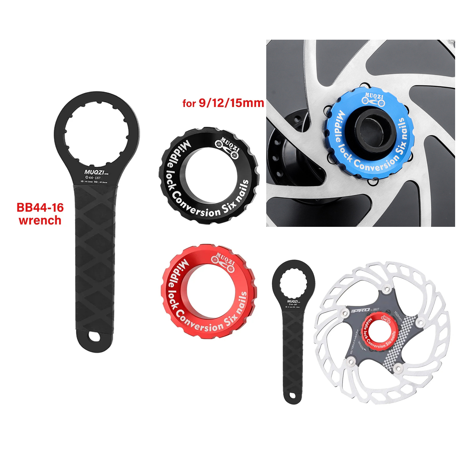 Disc Lock Brake - 9/12/15mm Bicycle Centerlock Lockring and Spacer