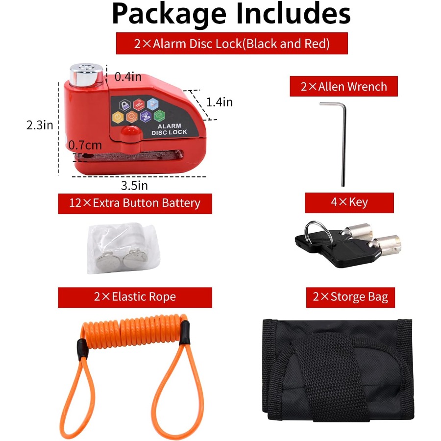 Alarm Disc Lock Set 2pcs Brake - Disc Lock Brake ulasan dan harga