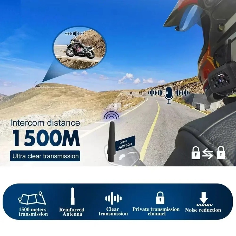 V6 plus BT5.1 Moto Helmet Inte - Intercom Headset Helmet ulasan dan harga